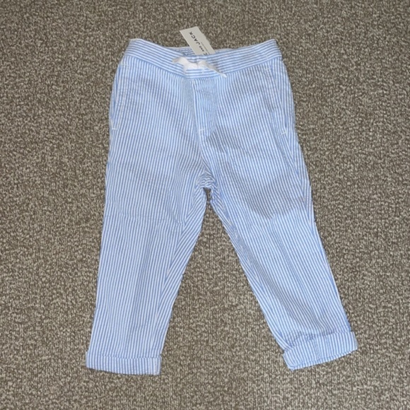 Janie and Jack Sky Blue Stripe Seersucker Jogger Pant Size 2T - Picture 3 of 5